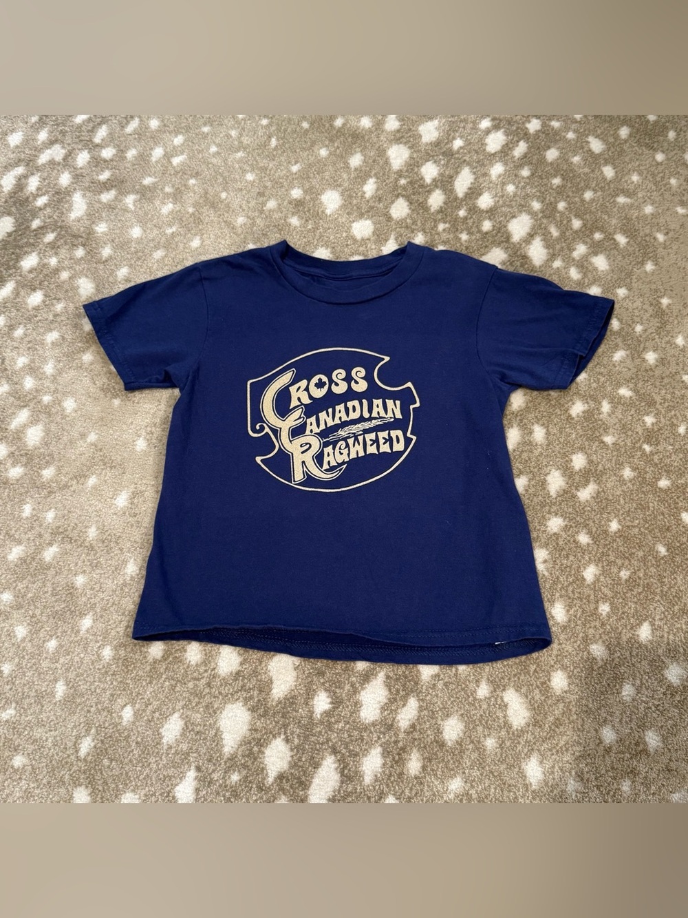 Kids Navy Graphic Tee with Cream CCR Logo. Size XS